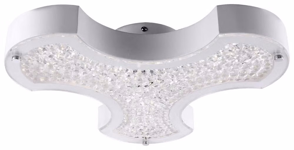 Lampada da soffitto a LED, con cristalli, vetro, colore bianco, metallo, lunghezza 37 cm