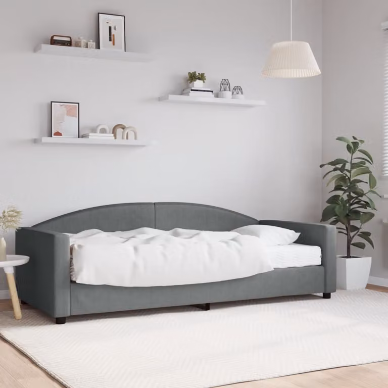 Maison Exclusive - Divano letto con materasso, grigio scuro, 90x200 cm, tessuto