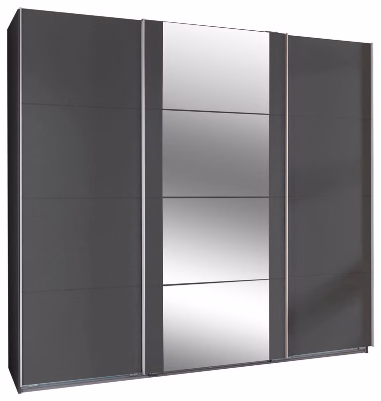 Armadio ad ante scorrevoli Berna Armadio design selezionabile, grafite, 225x64x210cm