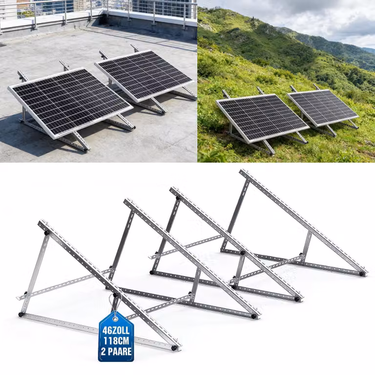 4x Staffa fotovoltaica 118cm Pannello solare rinforzato Montaggio del pannello solare Tetto piano fotovoltaico
