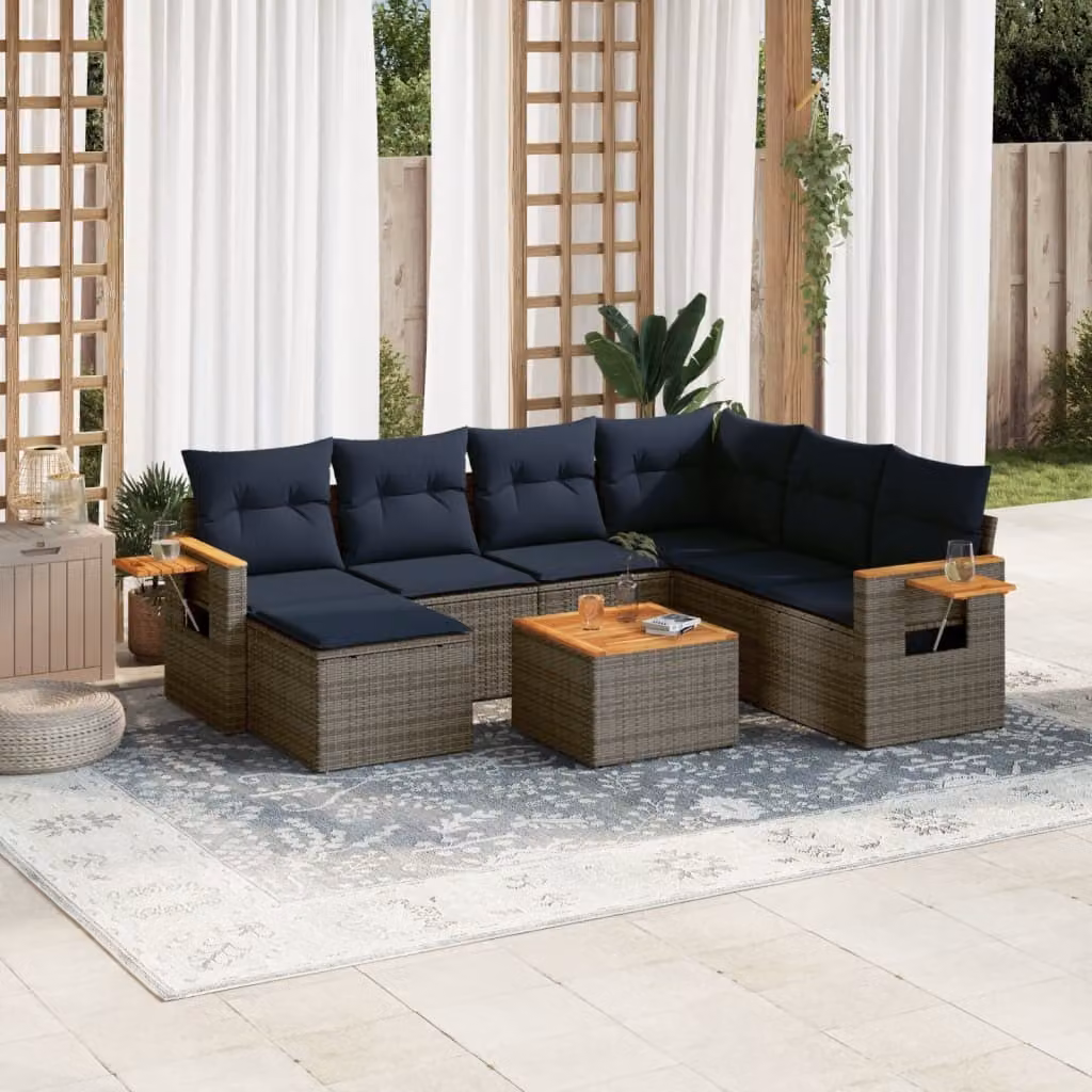 Maison Exclusive - Set Divani da Giardino 8 pz con Cuscini Grigio in Polyrattan