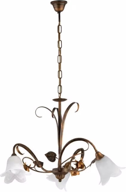 Lampadario a sospensione LuceArt Classic Arte Povera Cestino con 3 luci, marrone e bianco