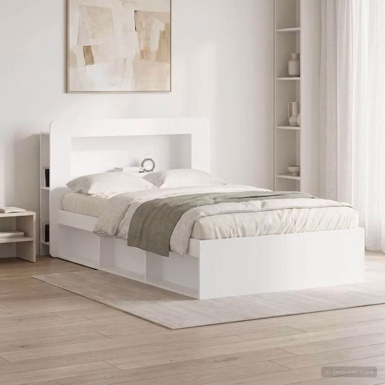 Testata del letto moderna vidaXL con ripiani integrati in legno ingegnerizzato bianco L: 135 cm, H: 100 cm, P: 20,13 cm
