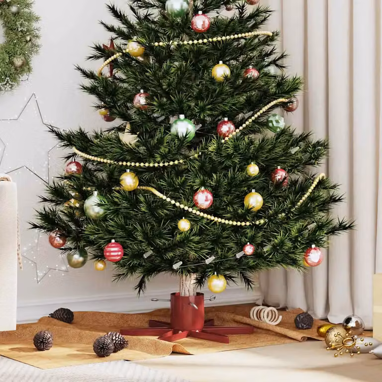 vidaXL Supporto per Albero di Natale in Acciaio Rosso, L/P/H: 50 x 50 x 15,5 cm