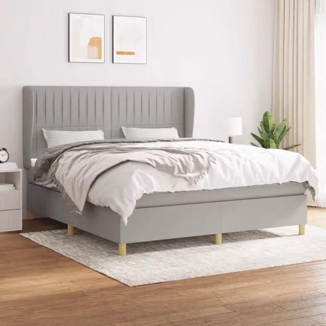 Giroletto a Molle con Materasso Grigio Chiaro180x200 cm Tessuto 3128701