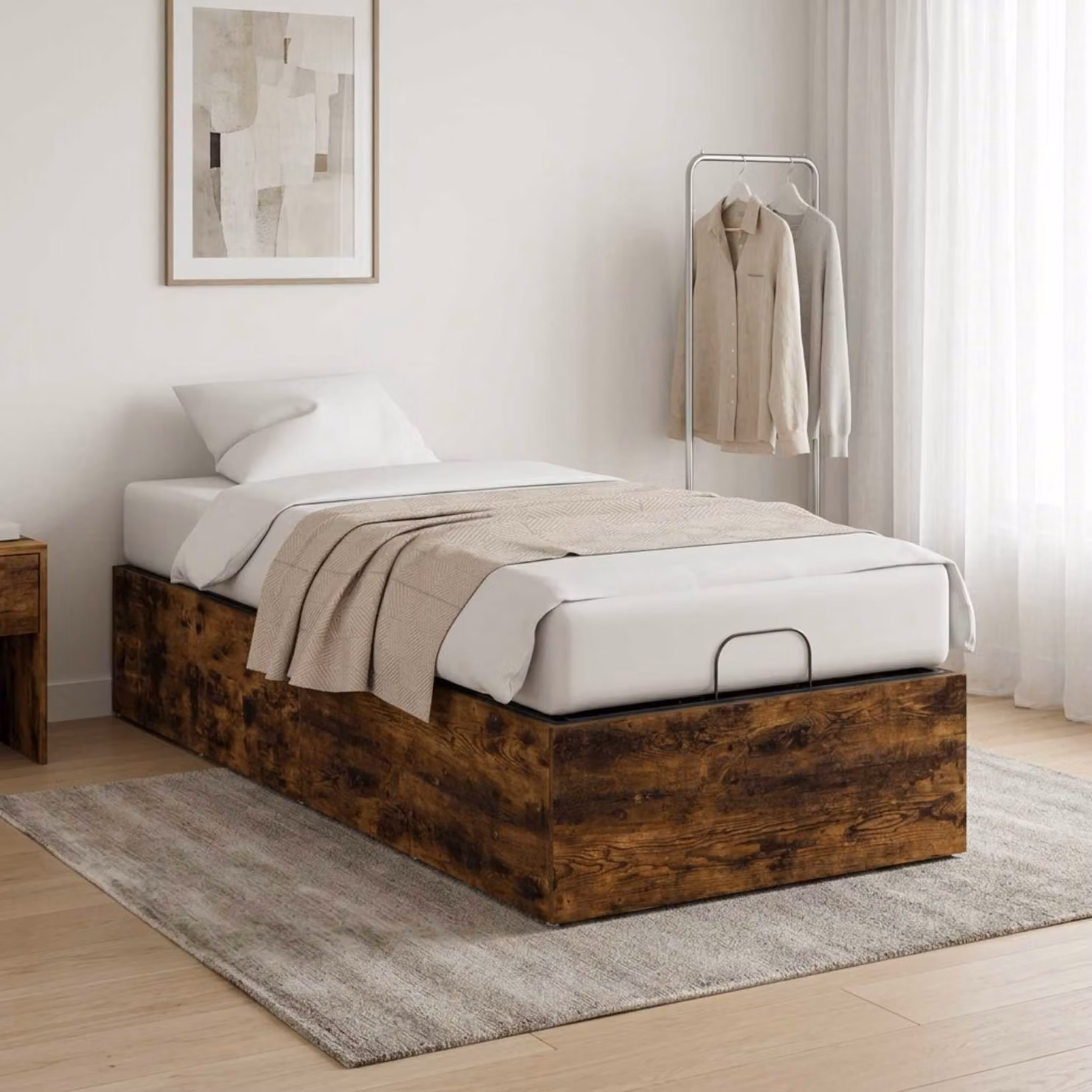vidaXL Giroletto per rete letto regolabile motorizzato in Rovere Fumo, L 90 x P 190 cm