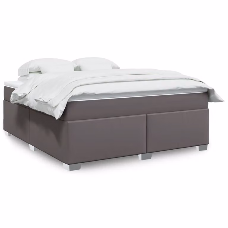 vidaXL Letto Ibrido con Giroletto a Molle e Materasso in Similpelle Grigio e Bianco, L/P: 180 x 200 cm