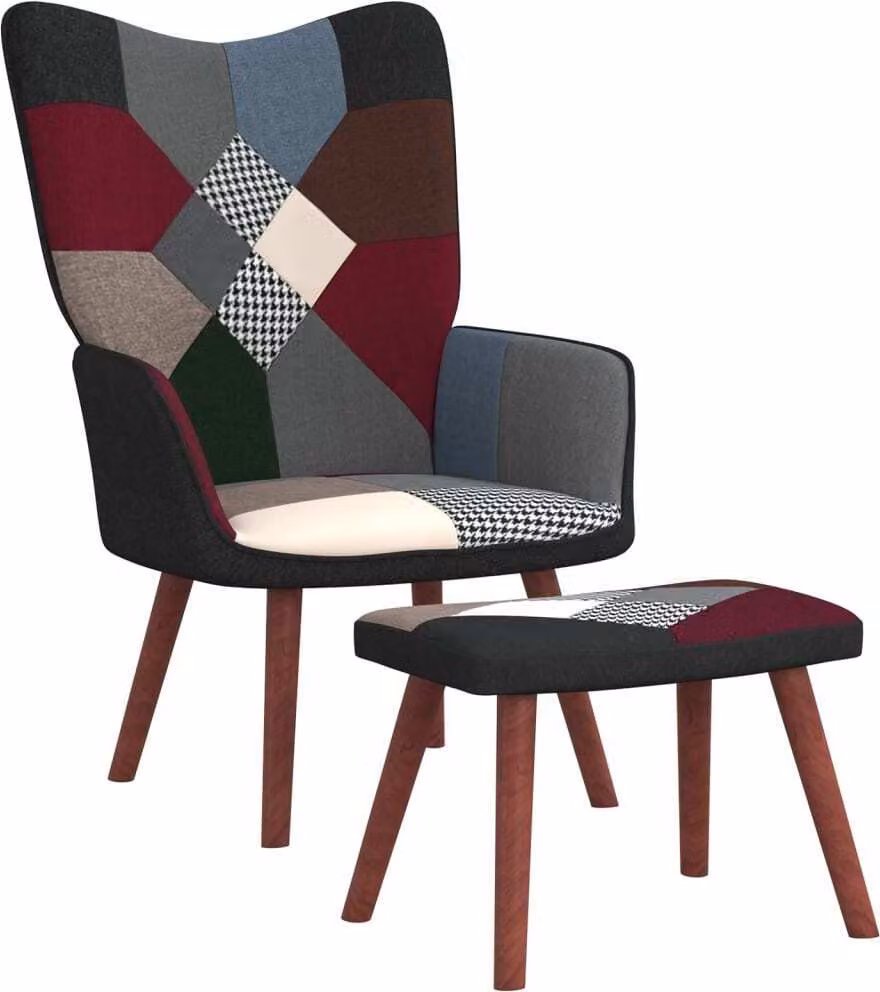 The Living Store Poltrona relax con poggiapiedi Tessuto patchwork
