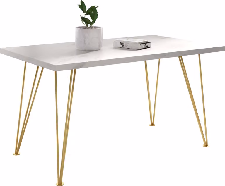 FURNLUX Tavolo da pranzo Rosa Bianco 90cm / Colore principale: Bianco / Dimensioni: 90 x 76 x 260 cm