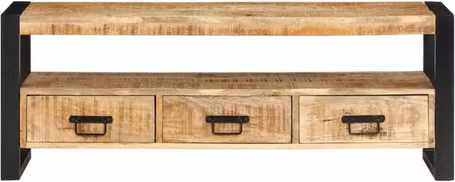 Mobile Porta TV Industrial vidaXL in Legno di Mango e Metallo, Marrone, L 120 x P 30 x H 45 cm