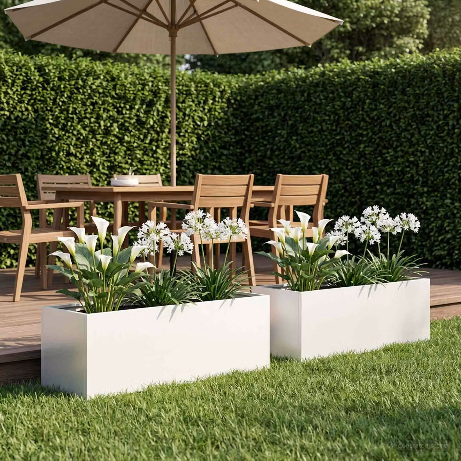 Set di 2 vasi da giardino vidaXL in metallo bianchi, H: 100 cm, L: 30 cm, P: 30 cm