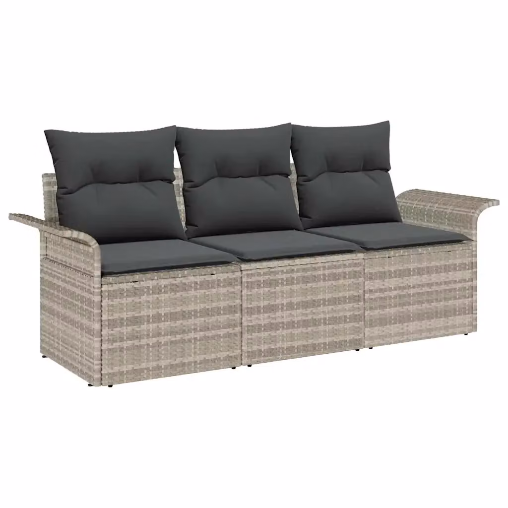Set Divano da Giardino vidaXL 3 Pezzi Grigio con Cuscini e Struttura in Metallo – 2