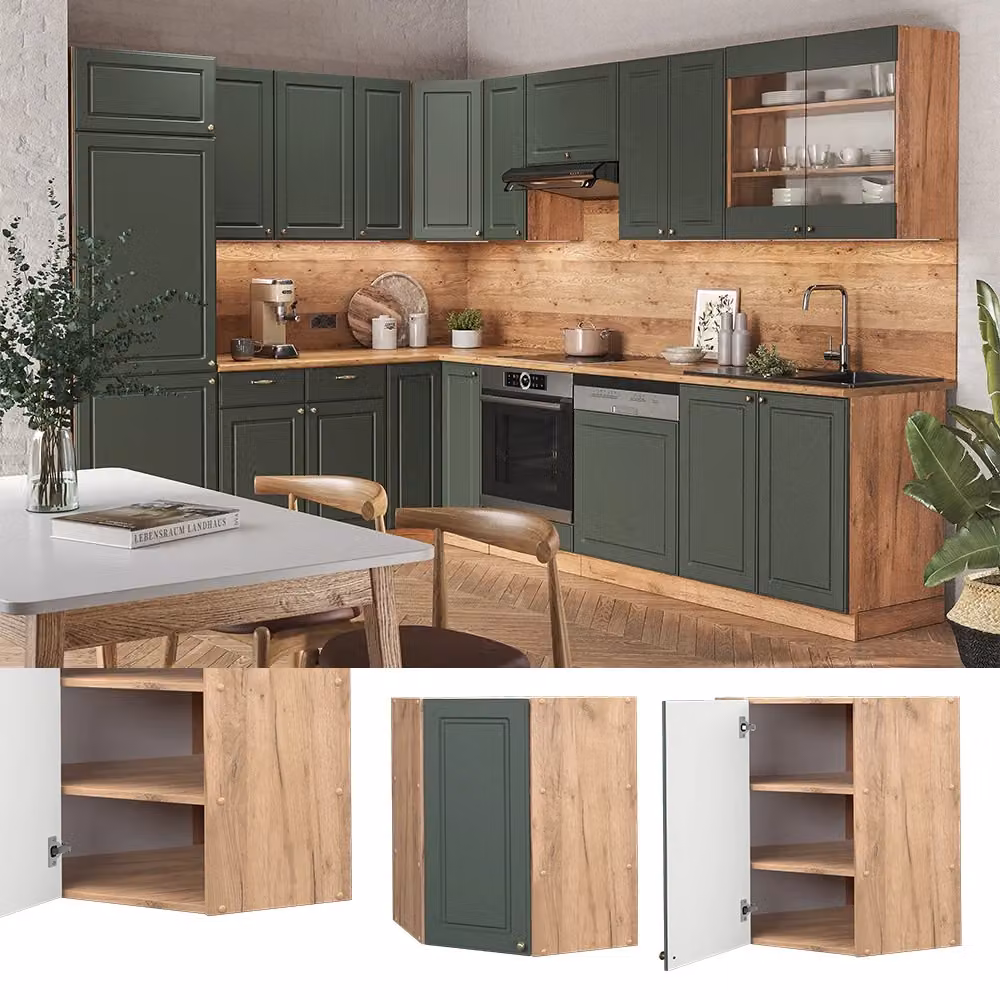 Mobile angolare da cucina Fame-Line Vicco Verde e Rovere dorato opaco – 2