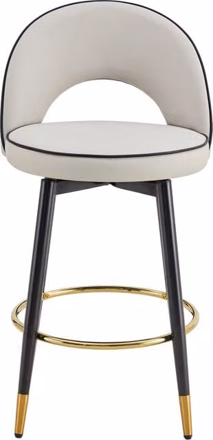Sgabello da bar girevole a 360 gradi Chicfurn con schienale traforato in similpelle e gambe in metallo grigio per cucina e soggiorno