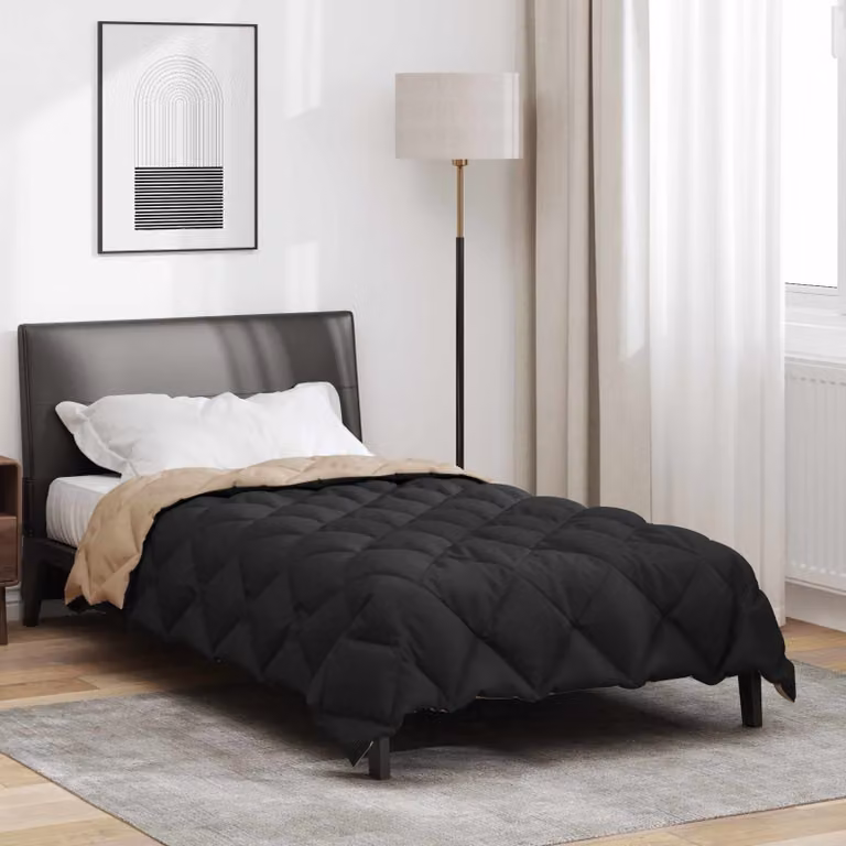 vidaXL Piumone Invernale in Microfibra Traspirante Nero e Marrone L 155 x P 220 cm