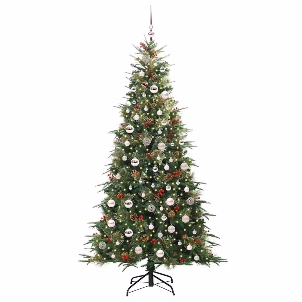 Albero di Natale artificiale verde con luci LED warm white vidaXL Altezza: 210 cm – 2