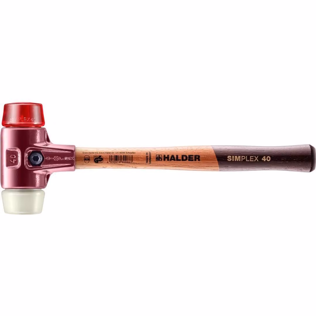Mazza SIMPLEX soft-face con alloggiamento TE e manico in legno, Ø 40, plastica / nylon