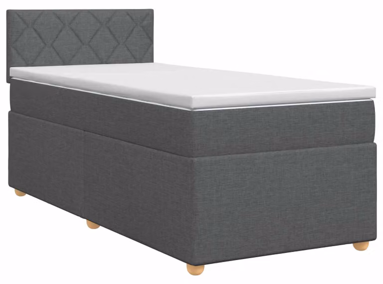 Letto a molle con materasso grigio scuro 90 x 190 cm in tessuto