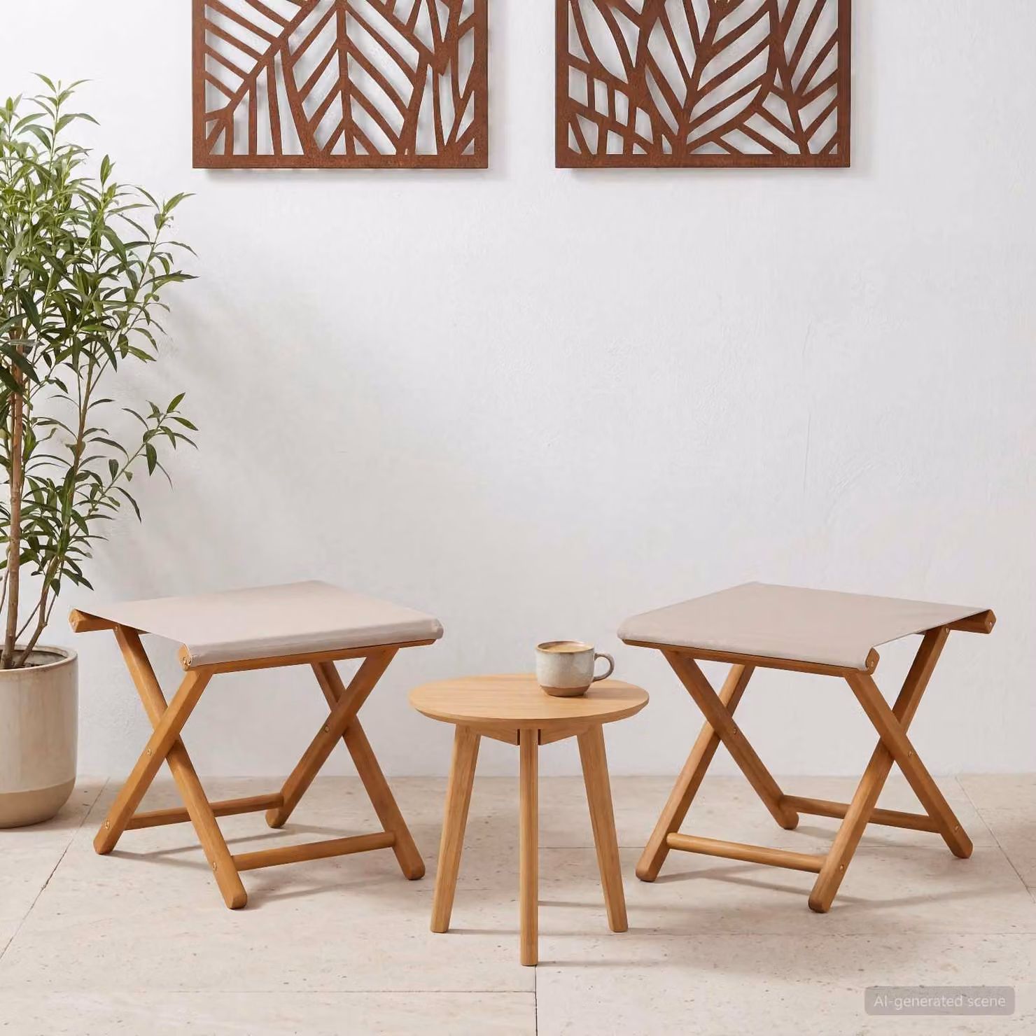 Set di 2 lettini da giardino vidaXL in legno di eucalipto trattato beige