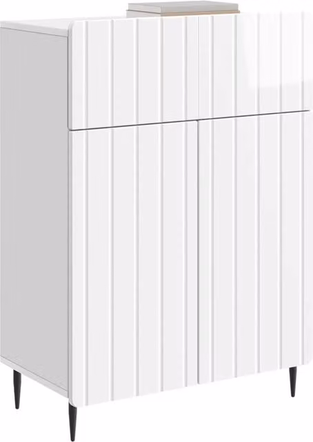 Credenza moderna Design In in legno MDF bianco lucido, L: 66 cm, P: 34,5 cm, H: 92 cm