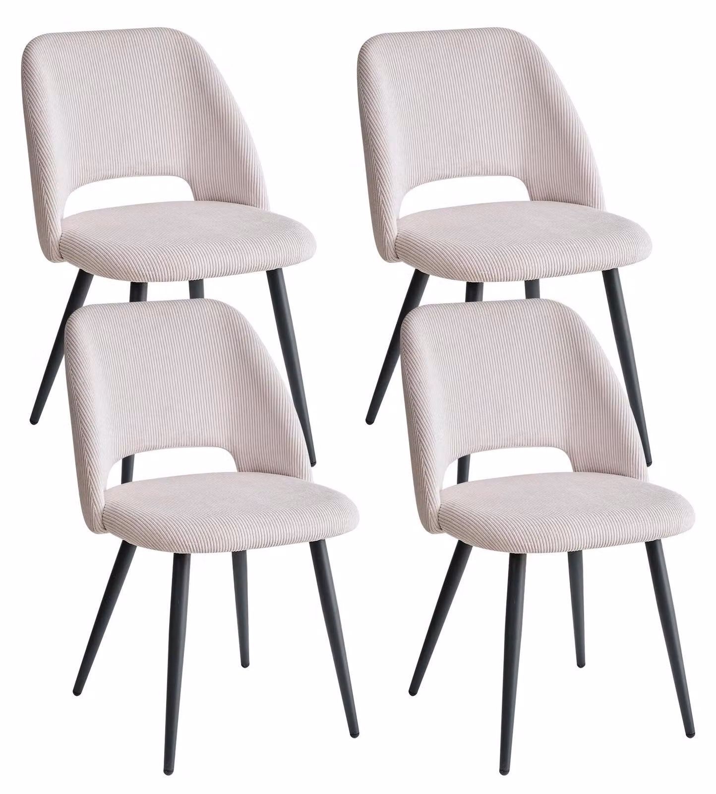 Sedie da pranzo - Set di 4 - Moderne sedie da pranzo - Struttura in metallo - Design minimalista - Da montare autonomamente - Senza braccioli - Beige