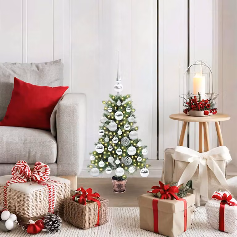 Albero di Natale a cono vidaXL con 150 LED luce bianca calda, Verde, Altezza: 65 cm