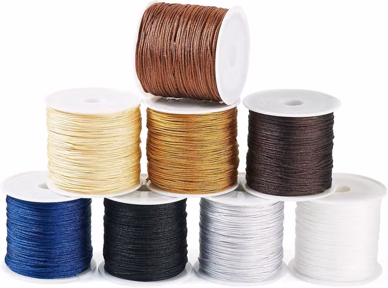 Filo in nylon e cotone, diametro 0,8 mm, 8 bobine, circa 45 metri, ideale per la creazione di gioielli fai-da-te e per il macramè