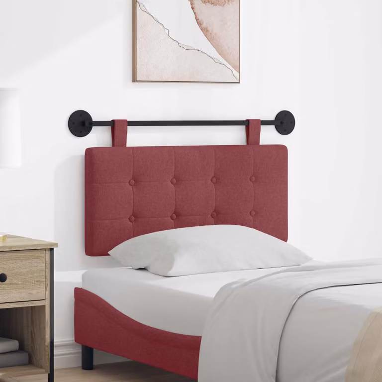 Testiera per letto sospesa vidaXL in tessuto rosso con design geometrico, L: 90 cm, H: 55 cm, P: 6 cm
