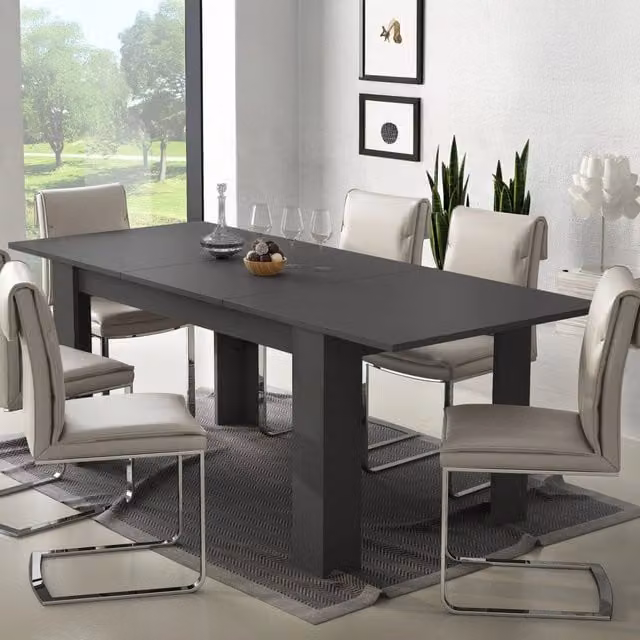 Tavolo allungabile moderno Campora in MDF laminato nero antracite L: 220 cm, P: 90 cm, H: 75 cm – 1