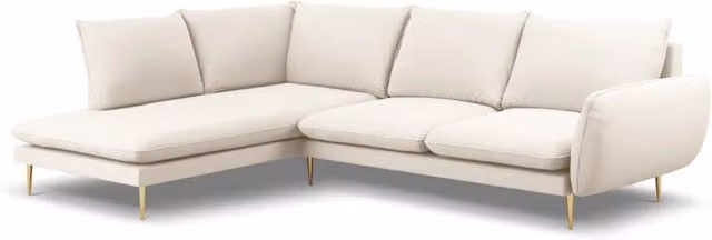 Divano angolare sinistro Vienna di Cosmopolitan Design in bouclé beige per 6 persone