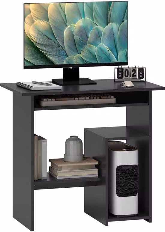 Lavagna da ufficio, scrivania, piano in metallo, metallo, 80 x 45 x 75 cm, nero