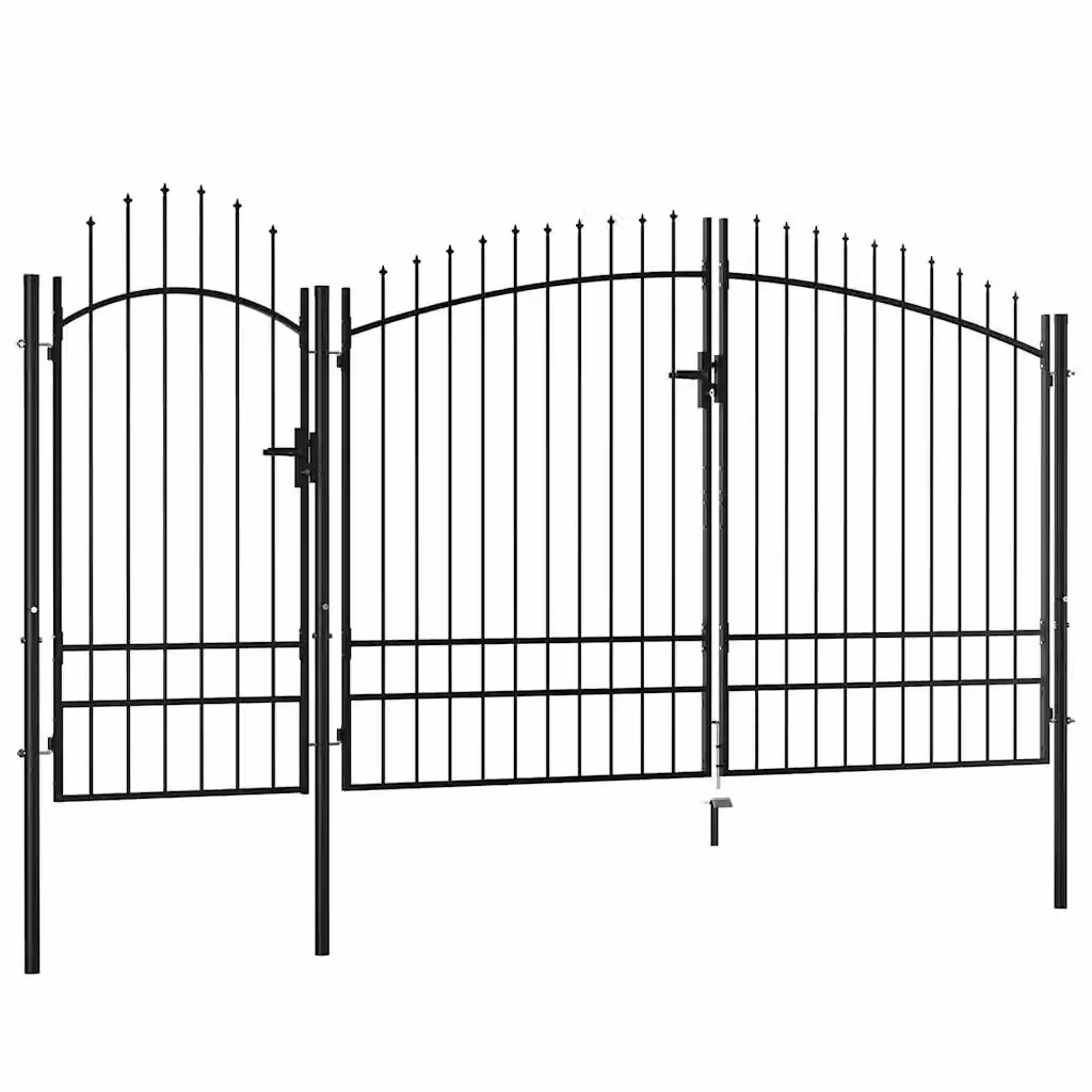 Cancello da giardino a battente doppio vidaXL in acciaio nero L: 400 cm, H: 200 cm