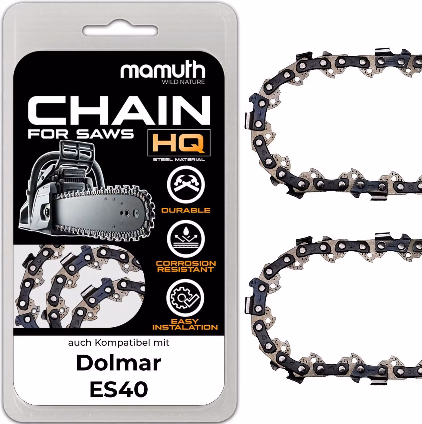 2 catene per motosega 35 cm 1,3 mm 3/8" 52 TG per Dolmar ES40