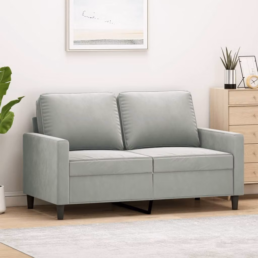 vidaXL Divano a 2 Posti Moderno in Velluto Grigio con Struttura in Metallo L: 138 cm, P: 77 cm, H: 80 cm
