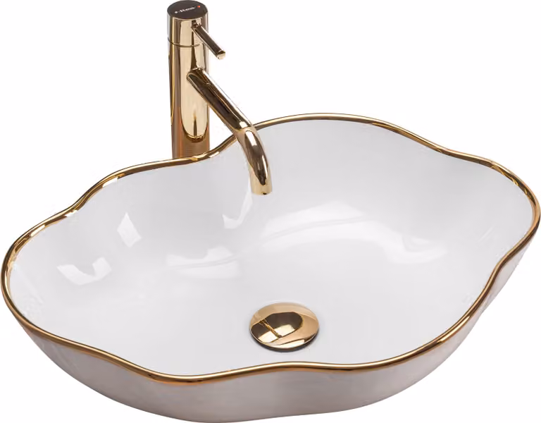 Lavabo Da Appoggio Rea Pearl White Gold