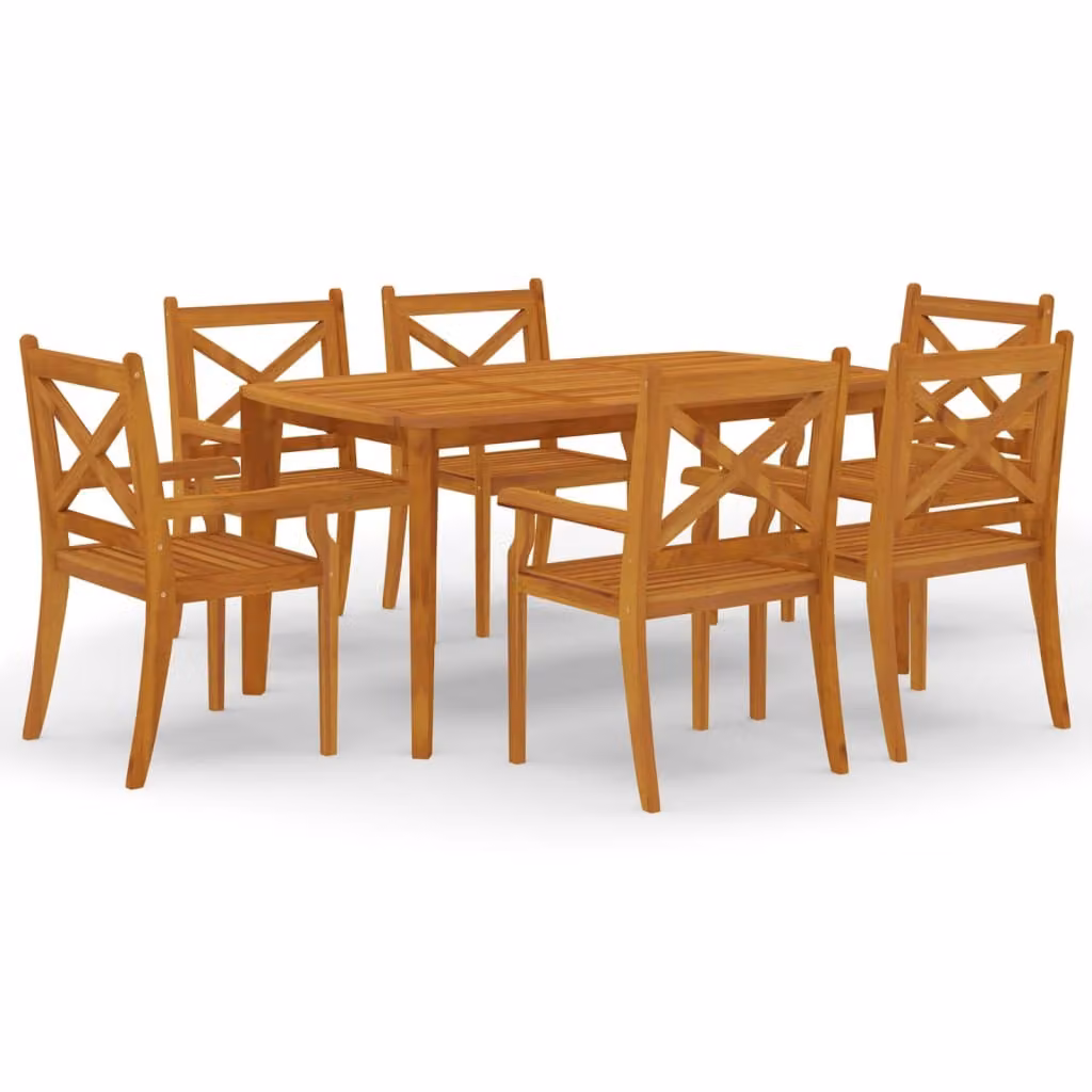 Set da Pranzo per Giardino 7 pz in Legno Massello di Acacia