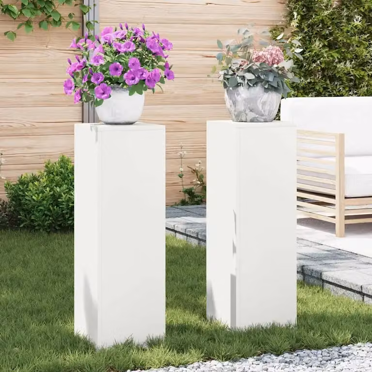 Supporto per piante DESIGN IN in acciaio bianco, set da 2 pezzi, L/P/H: 24 x 24 x 75 cm