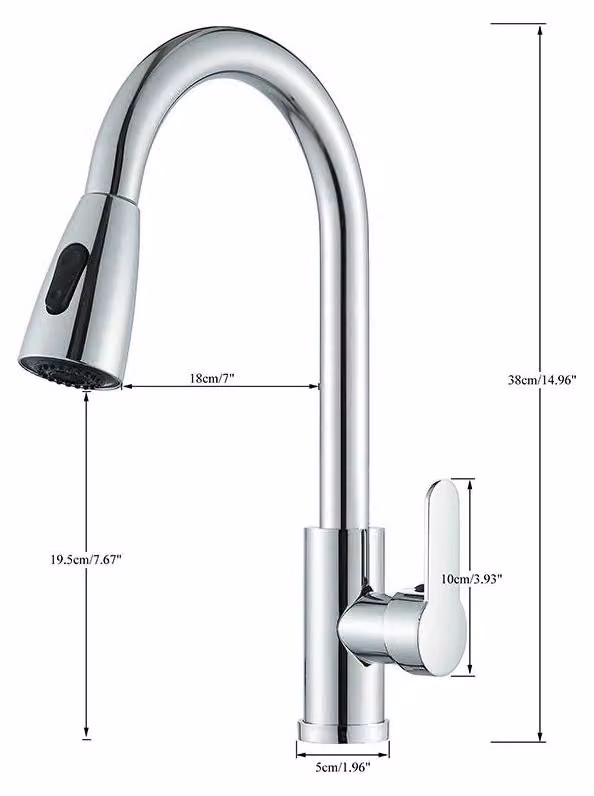 Miscelatore per cucina - Miscelatore estraibile per lavello - Miscelatore monocomando - Acqua calda e fredda - Bocchetta girevole - Montaggio su piano - Finitura in nichel spazzolato