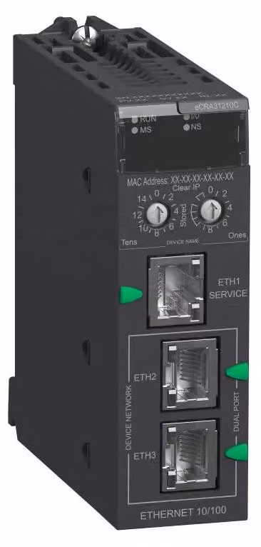 Adattatore Schneider Electric Modicon X80-E-RIO per portamoduli Ethernet come stazione remota EthNet/IP, verniciatura protettiva BMECRA31210C