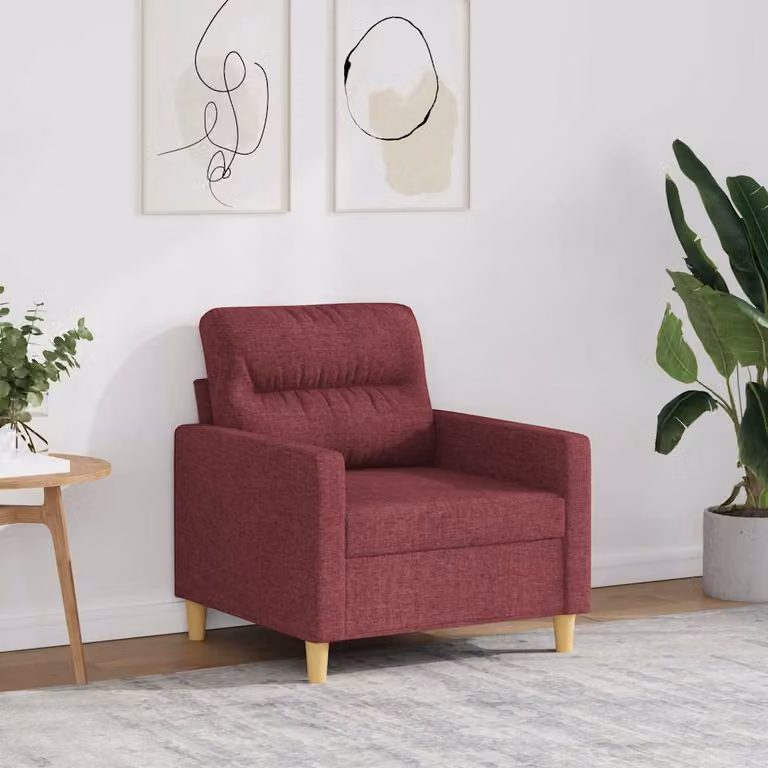 Poltrona moderna vidaXL in tessuto rosso con struttura in metallo e braccioli