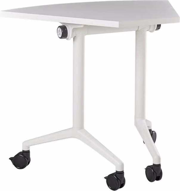 Scrivania pieghevole moderna ad angolo con rotelle 90 x 64 cm Struttura in metallo bianco Design moderno