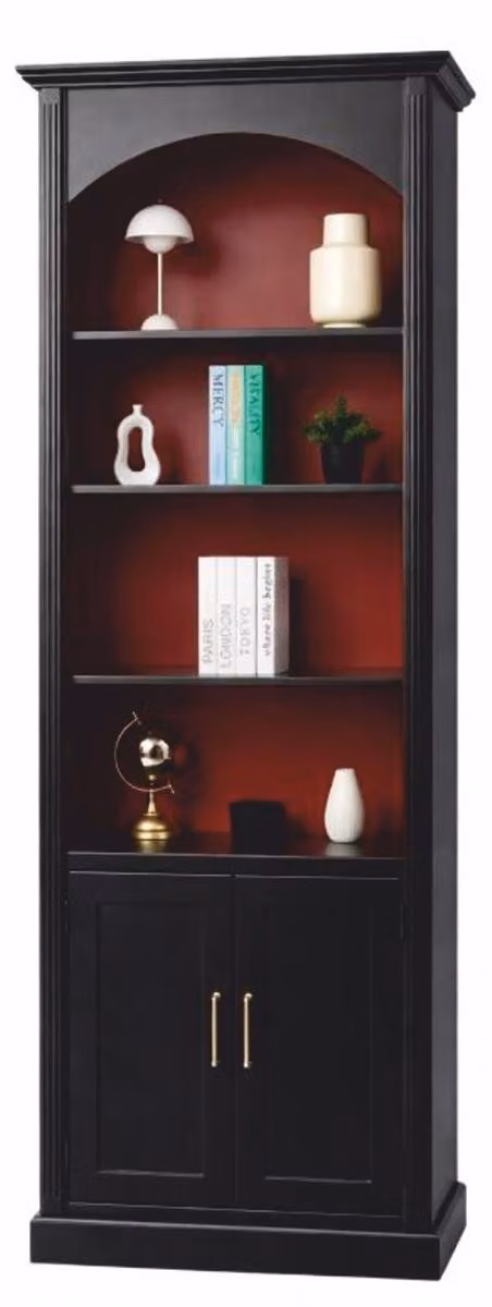 Casa Padrino Libreria in stile rustico Nero / Rosso bordeaux 102 x H. 250 cm - Mobili in stile rustico