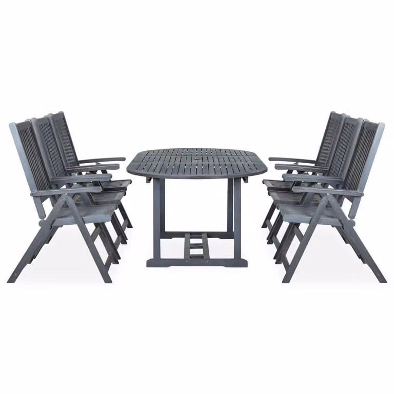 vidaXL set da pranzo da giardino 7 pezzi in legno massiccio grigio acacia
