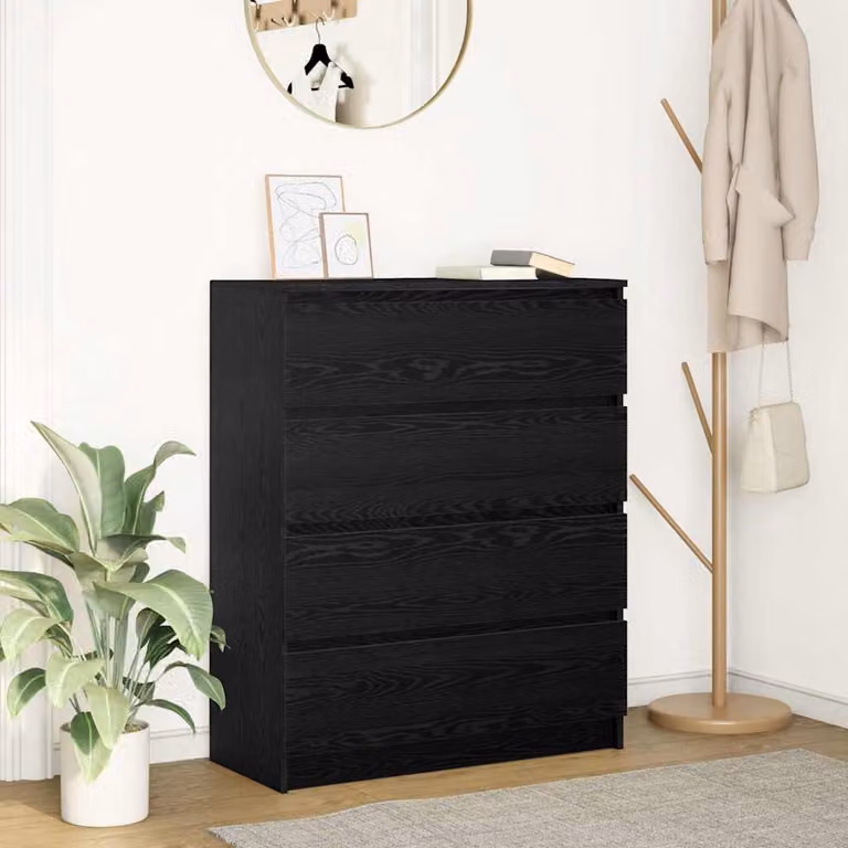 Credenza vidaXL in Legno Multistrato e MDF, Colore Nero Opaco, L 80 cm x P 35 cm x H 99 cm