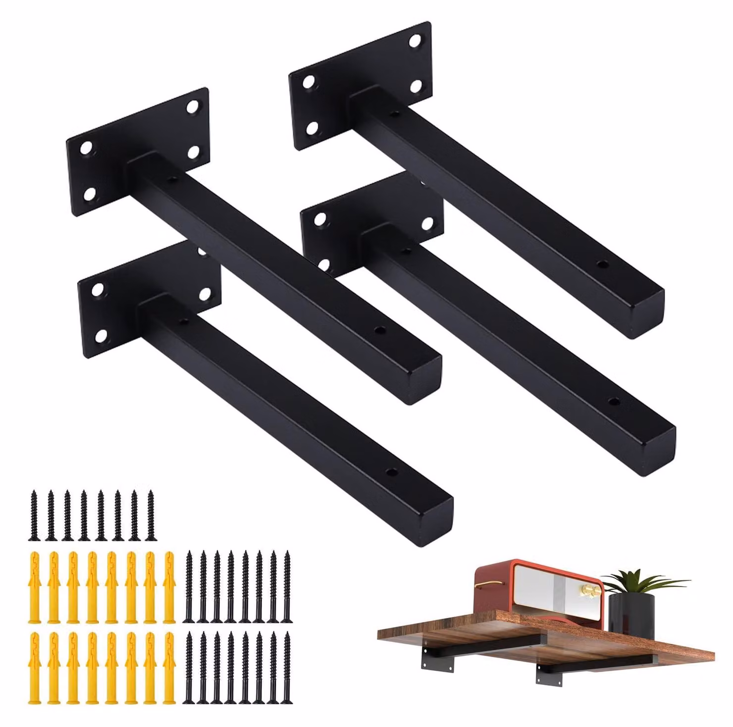 Set di 4 supporti angolari per scaffali, 35 cm