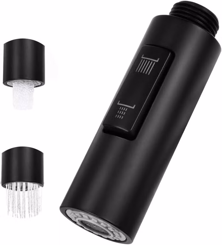 Doccia a mano estraibile, 2 getti, in plastica, colore nero, adatta per cucina e bagno