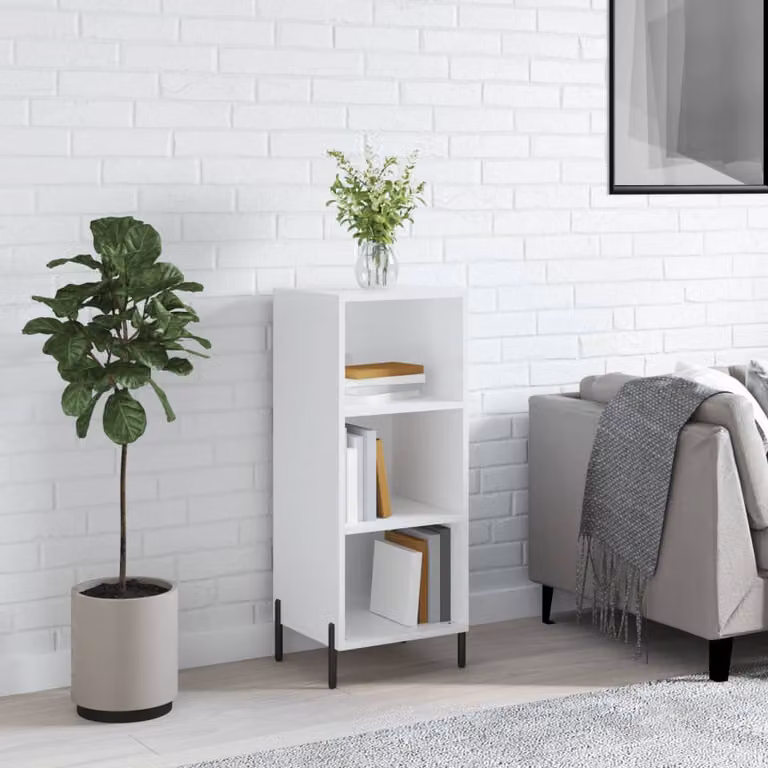 Credenza a parete vidaXL Bianco Lucido in Legno e MDF L: 34,5 cm, P: 32,5 cm, H: 90 cm