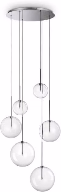 Lampada A Sospensione Equinoxe Sp6 Ideal-Lux in Cromo e Vetro Trasparente