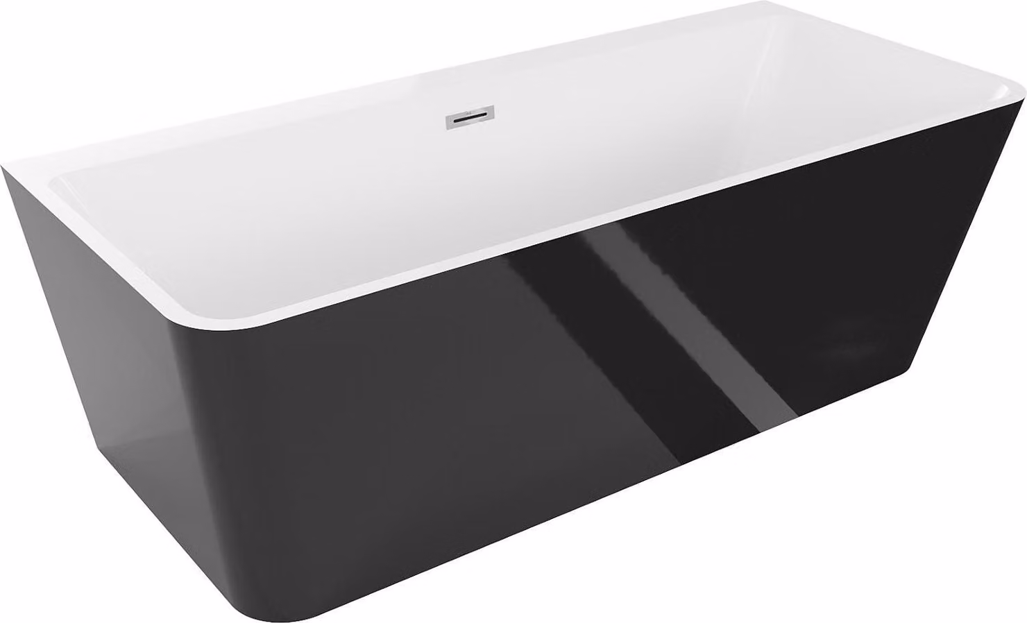 Mexen Volta vasca da bagno indipendente a parete 170 x 75 cm, bianca/nera, troppopieno cromato - 51131707575-01