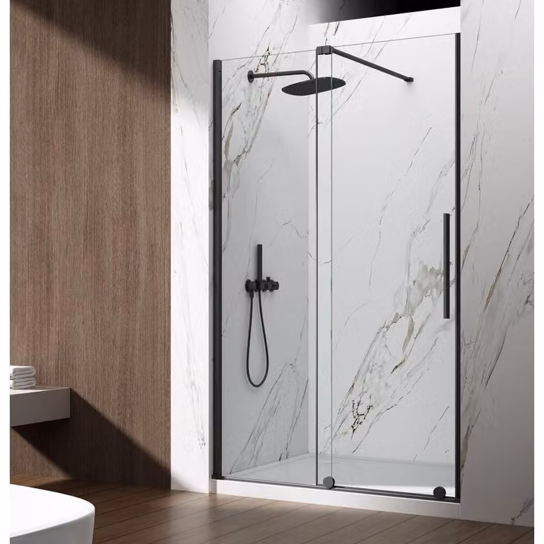 Porta doccia SPIRIT BLACK, 1000 mm, vetro trasparente